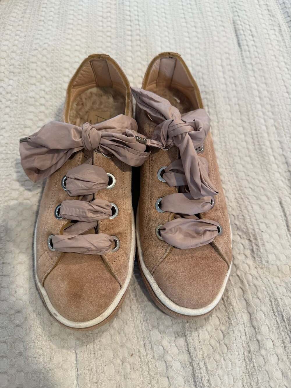 AGL Attilio Giusti Leombruni Suede Sneakers with Silk Bow Laces
